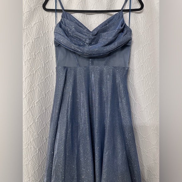 Fashion Nova Blue Bustier Prom Gown - Picture 6 of 8